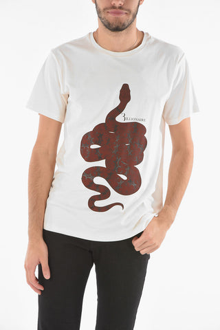 T-shirt girocollo con stampa serpente