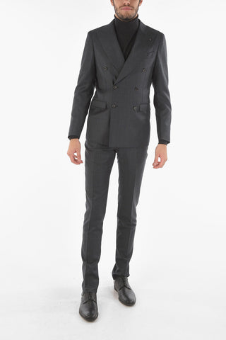 CC COLLECTION side vents peak lapel 3-button double breasted suit