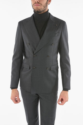 CC COLLECTION side vents peak lapel 3-button double breasted suit
