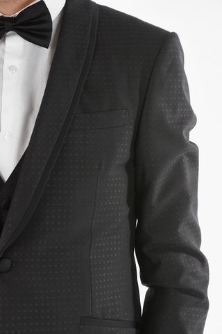 center vent shawl lapel CERIM. ACADEMY 3 piece waistcoat suit