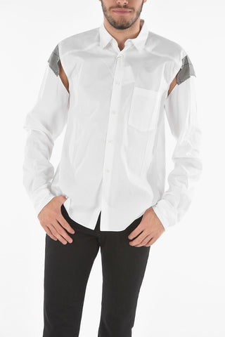 HOMME PLUS Classic Collar Houndstooth Detail Shirt