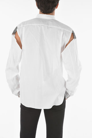 HOMME PLUS Classic Collar Houndstooth Detail Shirt