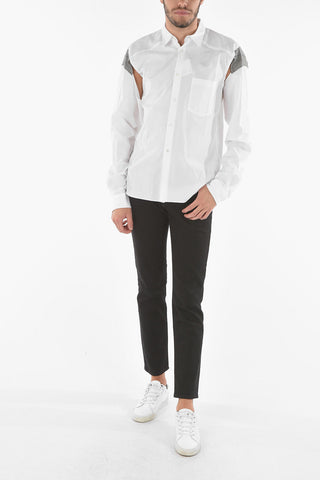 HOMME PLUS Classic Collar Houndstooth Detail Shirt