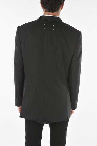 MM10 Satin Lining Herringbone Wool Blazer