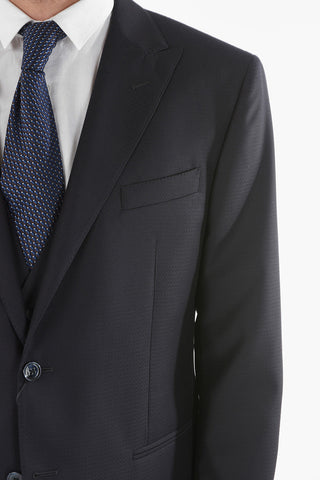 CC COLLECTION 3-Piece CERIM.RESET Jacquard Virgin Wool Suit