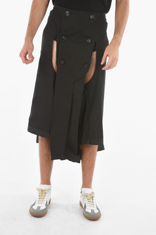 MM10 Destructured Belted Pants with Raw-cut Edge