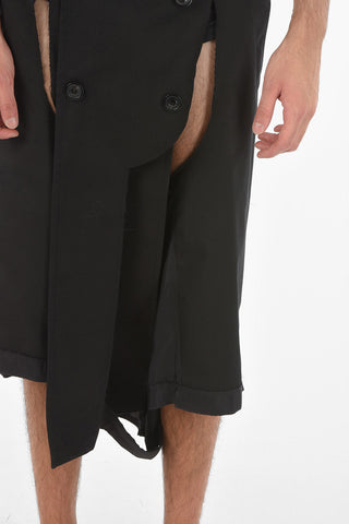 MM10 Destructured Belted Pants with Raw-cut Edge