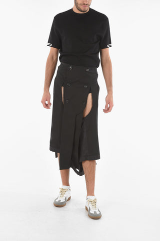 MM10 Destructured Belted Pants with Raw-cut Edge