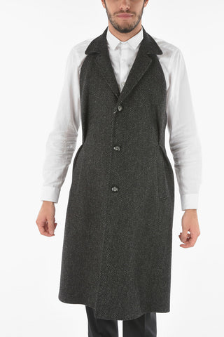 MM14 Single-breasted Herringbone Wool Vest