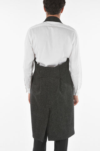 MM14 Single-breasted Herringbone Wool Vest