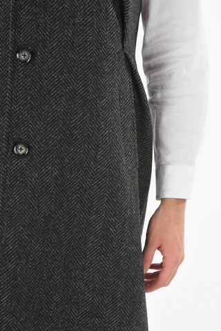 MM14 Single-breasted Herringbone Wool Vest