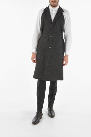 MM14 Single-breasted Herringbone Wool Vest