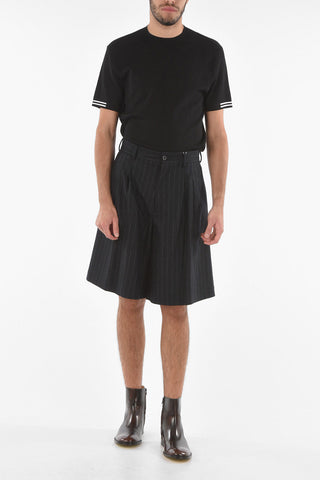 MM10 Shorts Gessati in Lana Vergine a Due Pinces