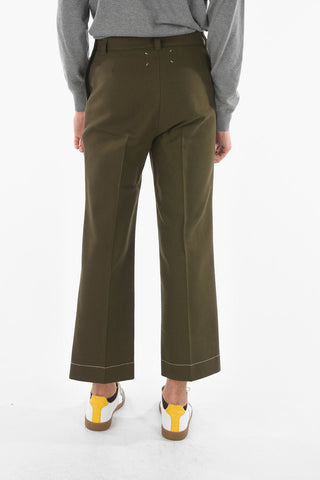 MM10 Pantaloni in Misto Lana Twill con Doppia Chiusura