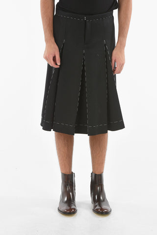 MM10 Wool Pleated Skort with Visible Stitchings