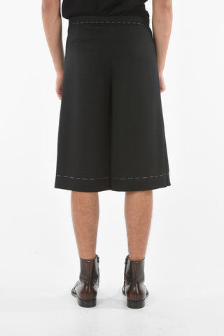 MM10 Wool Pleated Skort with Visible Stitchings