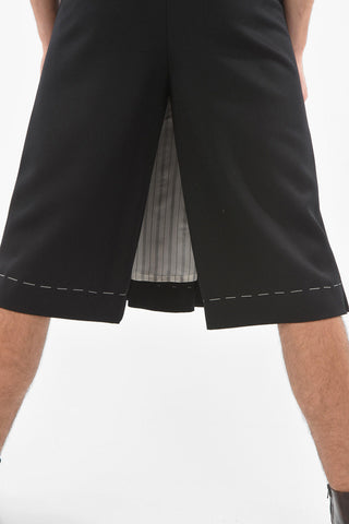 MM10 Wool Pleated Skort with Visible Stitchings