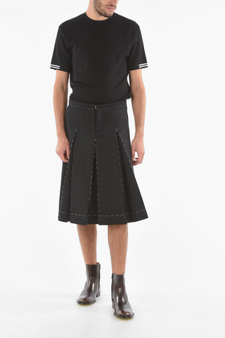 MM10 Wool Pleated Skort with Visible Stitchings