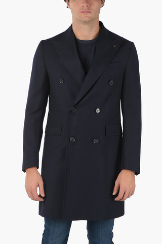 CC COLLECTION Virgin Wool Double-breasted Coat with Peak Lapel