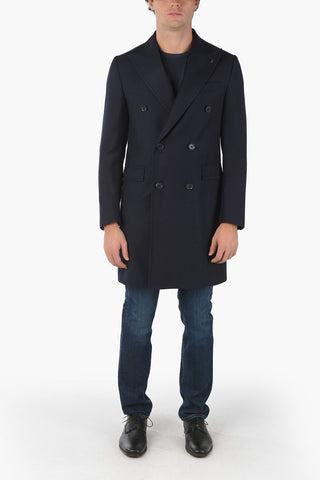 CC COLLECTION Virgin Wool Double-breasted Coat with Peak Lapel