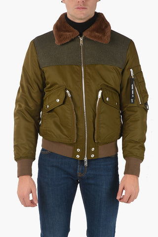 Bomber Imbottito W-LOUIS Rivesito in Ecopelliccia con Colletto a Contras