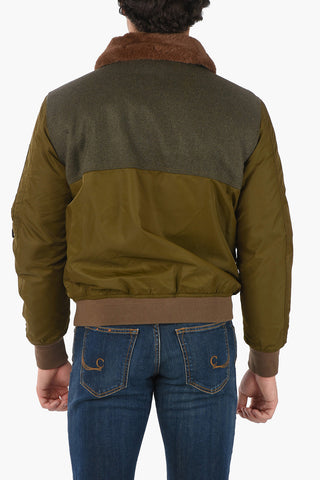 Bomber Imbottito W-LOUIS Rivesito in Ecopelliccia con Colletto a Contras