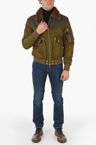 Bomber Imbottito W-LOUIS Rivesito in Ecopelliccia con Colletto a Contras