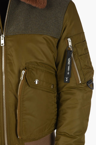 Bomber Imbottito W-LOUIS Rivesito in Ecopelliccia con Colletto a Contras
