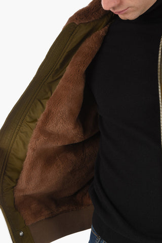 Bomber Imbottito W-LOUIS Rivesito in Ecopelliccia con Colletto a Contras