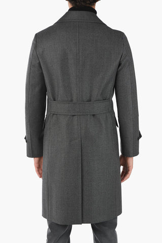 CC COLLECTION Minicheckered Double-breasted Coat with Iconic Beetle Brooch