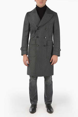 CC COLLECTION Minicheckered Double-breasted Coat with Iconic Beetle Brooch