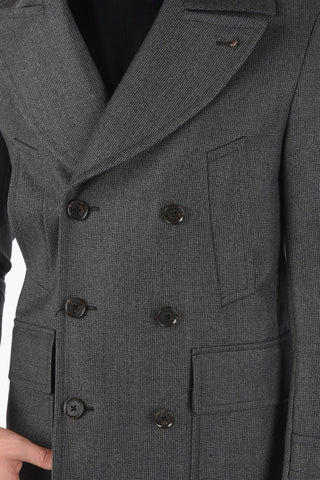 CC COLLECTION Minicheckered Double-breasted Coat with Iconic Beetle Brooch