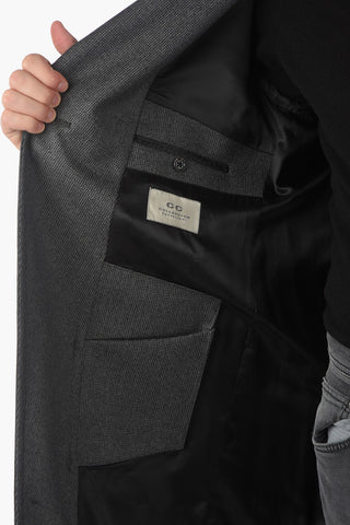 CC COLLECTION Minicheckered Double-breasted Coat with Iconic Beetle Brooch