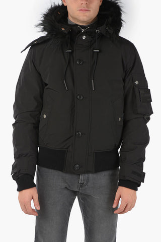 Multipocketed W-JAME Padded Puffer with Faux fur detailing