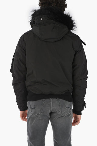 Multipocketed W-JAME Padded Puffer with Faux fur detailing