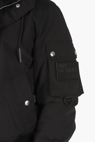 Multipocketed W-JAME Padded Puffer with Faux fur detailing