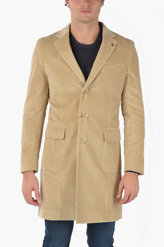 CC COLLECTION Cappotto in Velour a Coste con Iconica Spilla Coleottero
