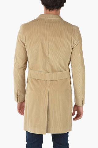 CC COLLECTION Cappotto in Velour a Coste con Iconica Spilla Coleottero