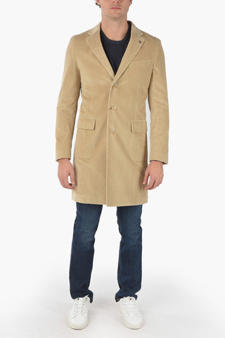 CC COLLECTION Cappotto in Velour a Coste con Iconica Spilla Coleottero