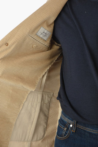 CC COLLECTION Cappotto in Velour a Coste con Iconica Spilla Coleottero