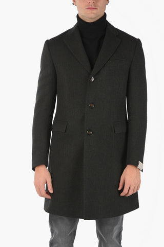 Cappotto Monopetto in Twill di Lana Vergine 
