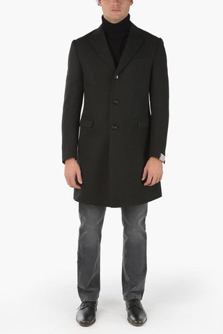 Cappotto Monopetto in Twill di Lana Vergine 