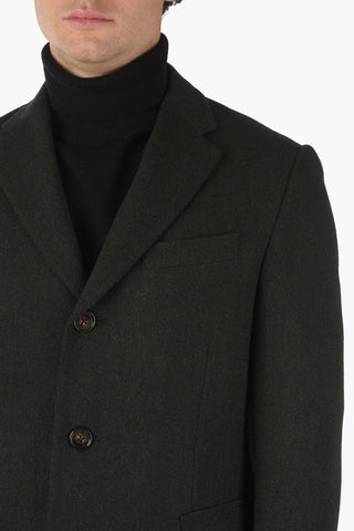 Cappotto Monopetto in Twill di Lana Vergine 