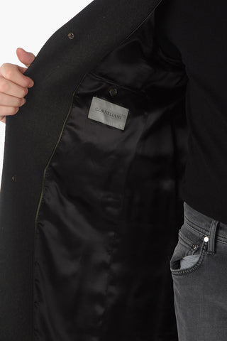 Cappotto Monopetto in Twill di Lana Vergine 