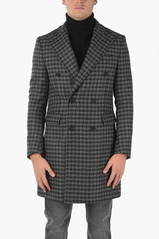 CC COLLECTION Cashmere Blend Double-breasted Coat with Iconic Beetle Brooch