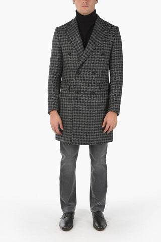CC COLLECTION Cashmere Blend Double-breasted Coat with Iconic Beetle Brooch