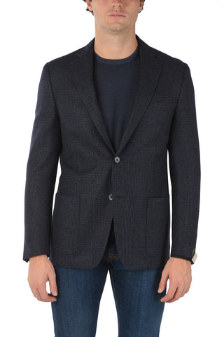 Glen Checkered GATE Virgin Wool Blazer with Notch Lapel