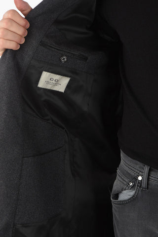 CC COLLECTION Virgin Wool Double-breasted Coat with Iconic Beetle Brooch