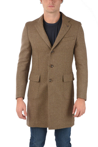 CC COLLECTION Twill Virgin Wool Coat with Iconic Beetle Brooch