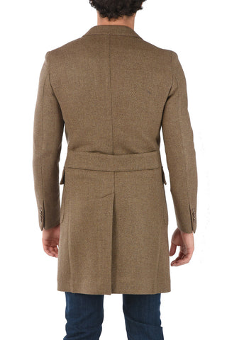CC COLLECTION Twill Virgin Wool Coat with Iconic Beetle Brooch